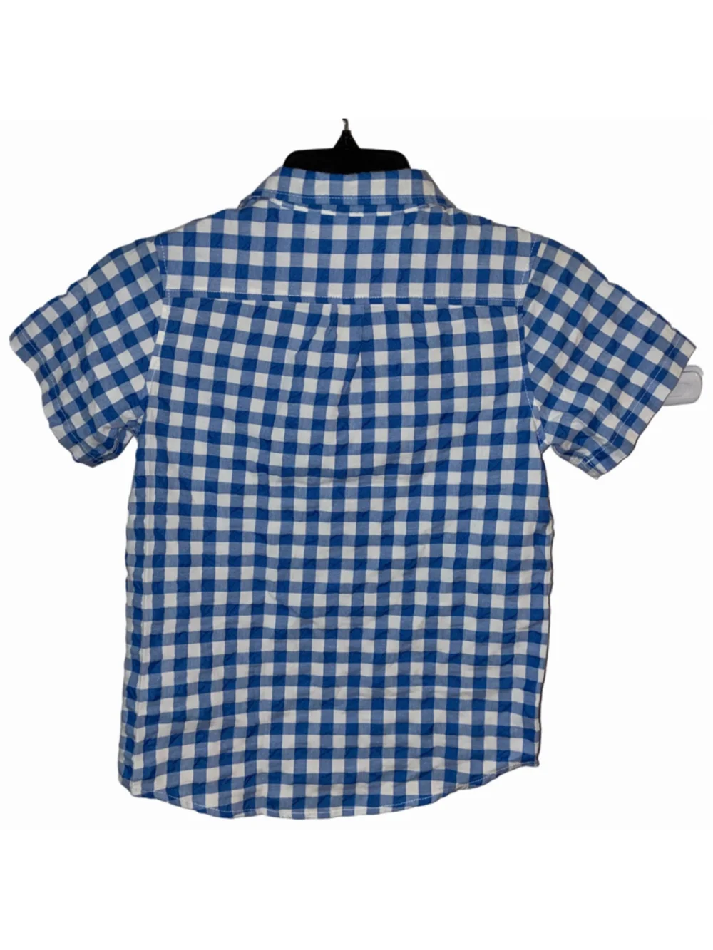 Boys Cat & Jack Blue White Gingham Button Down Shirt Size 10